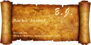 Barkó József névjegykártya